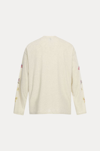 Evilnova Colorful Hand-Painted Butterfly Print Two-Tone Long Sleeve Tee