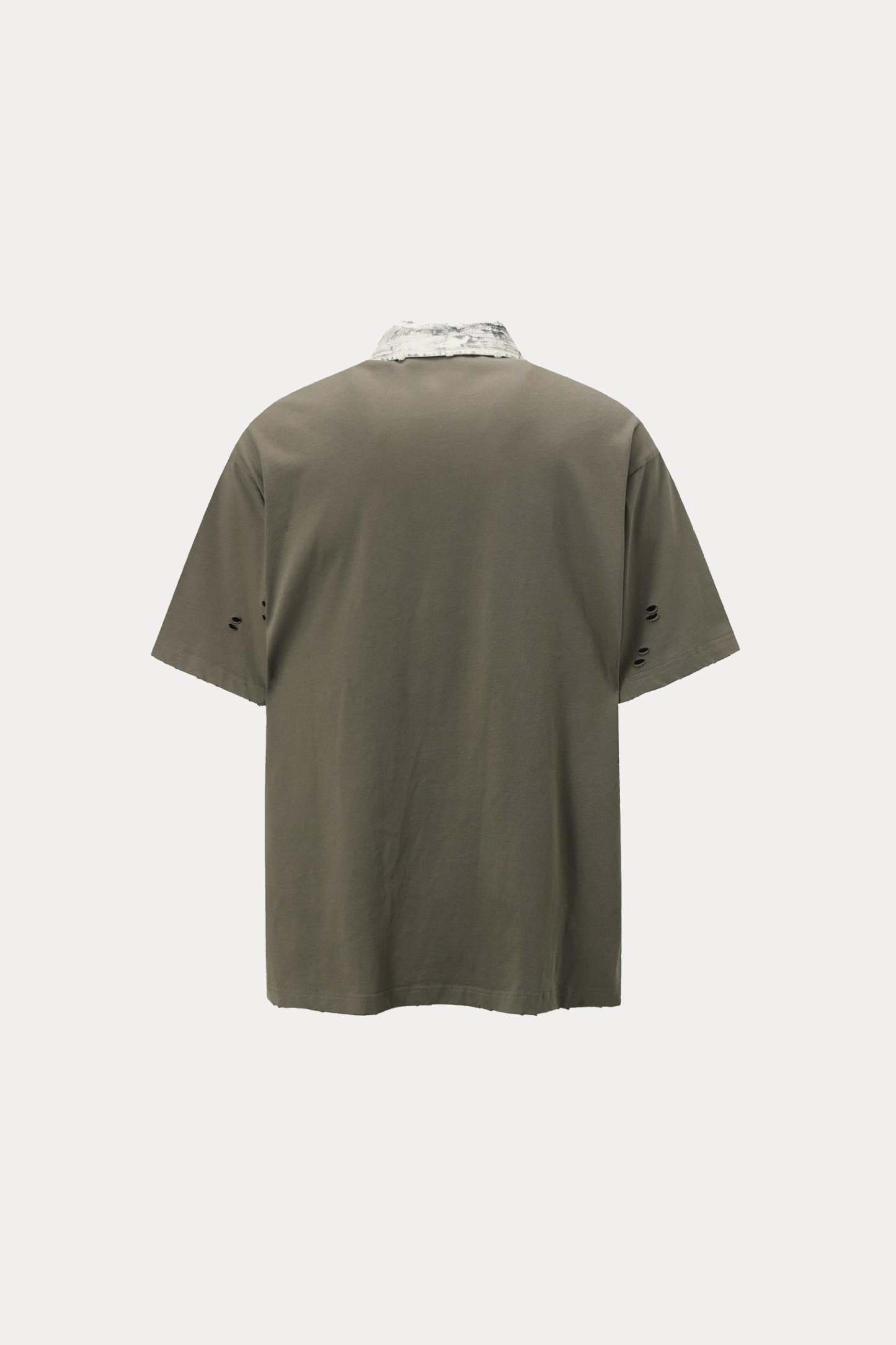 Evilnova Gray Vintage Striped Distressed Polo Shirt-Evilnova