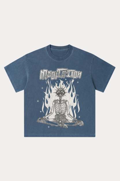 Evilnova Meditation Washed Streetwear T-Shirt-Evilnova