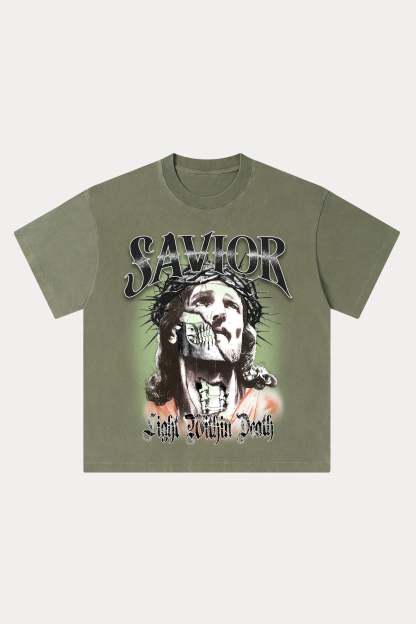 Evilnova Savior Washed Streetwear T-Shirt-Evilnova