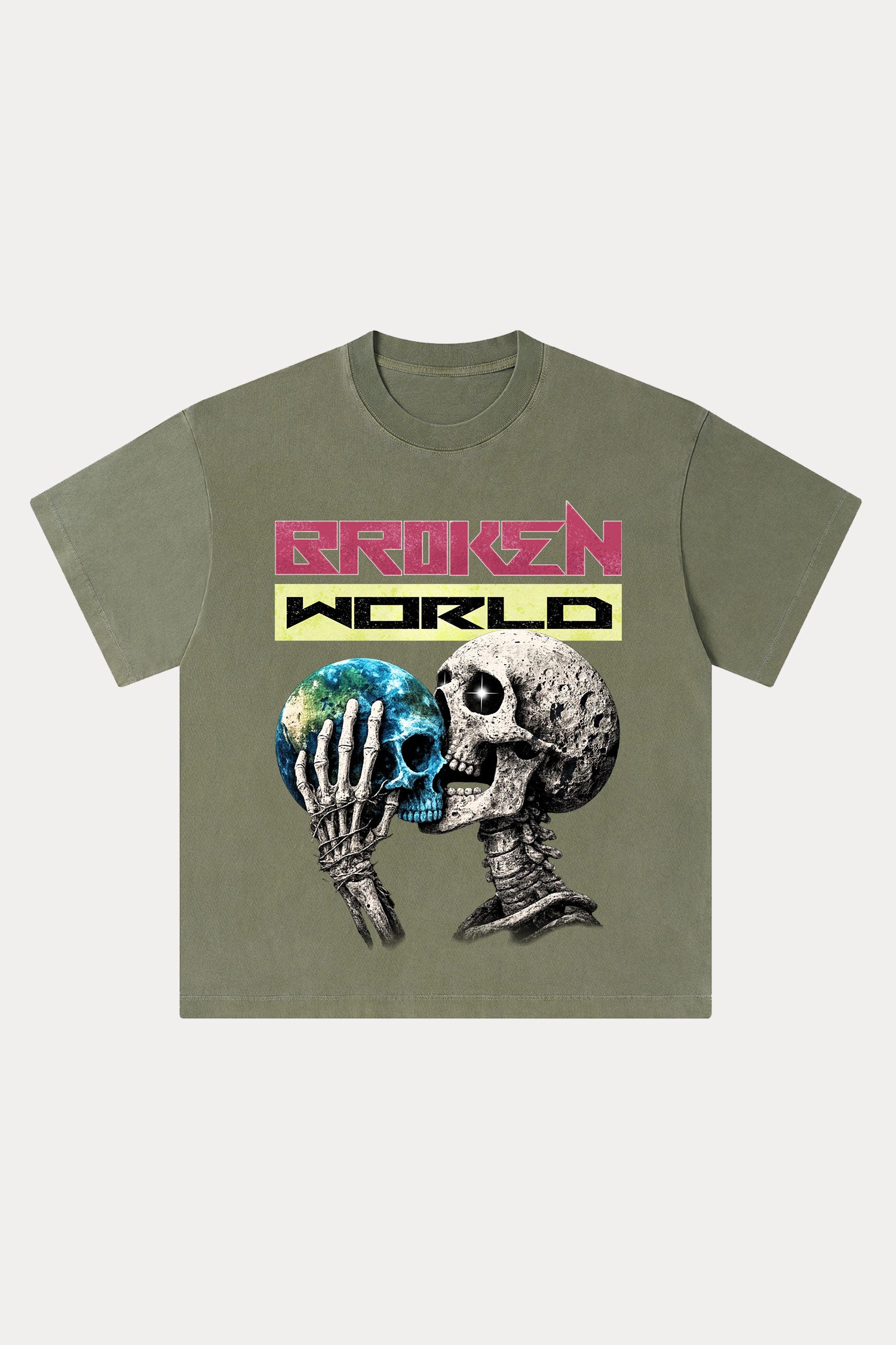 Evilnova Broken World Washed Streetwear T-Shirt-Evilnova