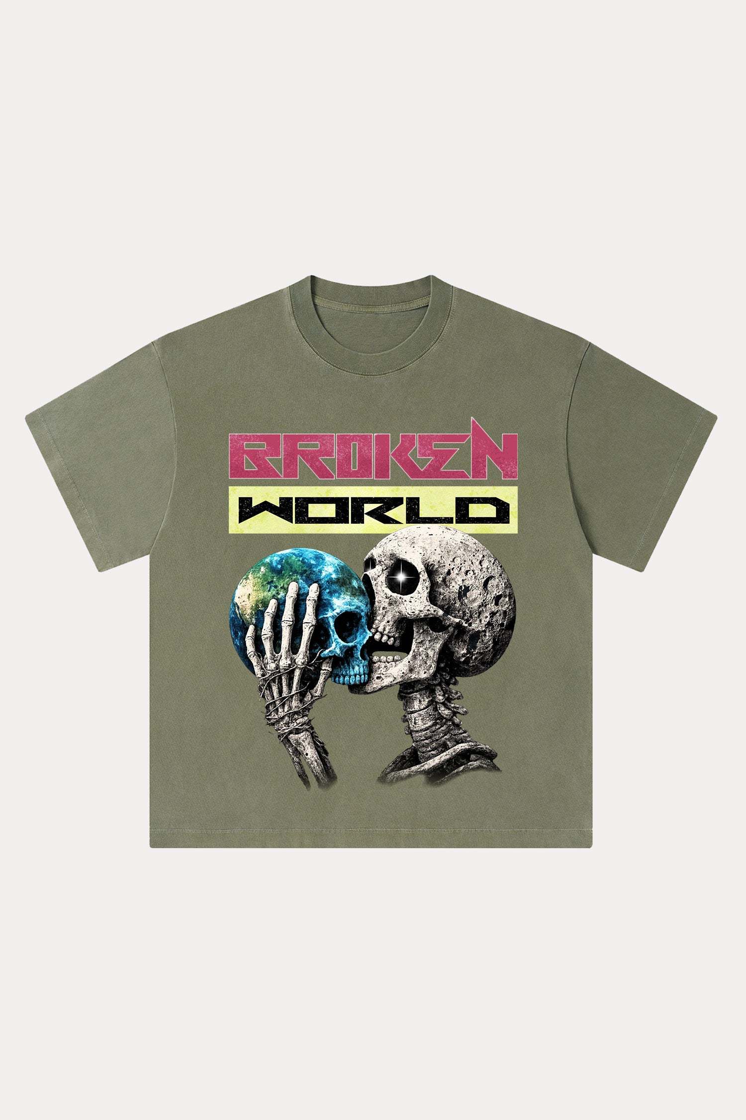 Evilnova Broken World Washed Streetwear T-Shirt-Evilnova