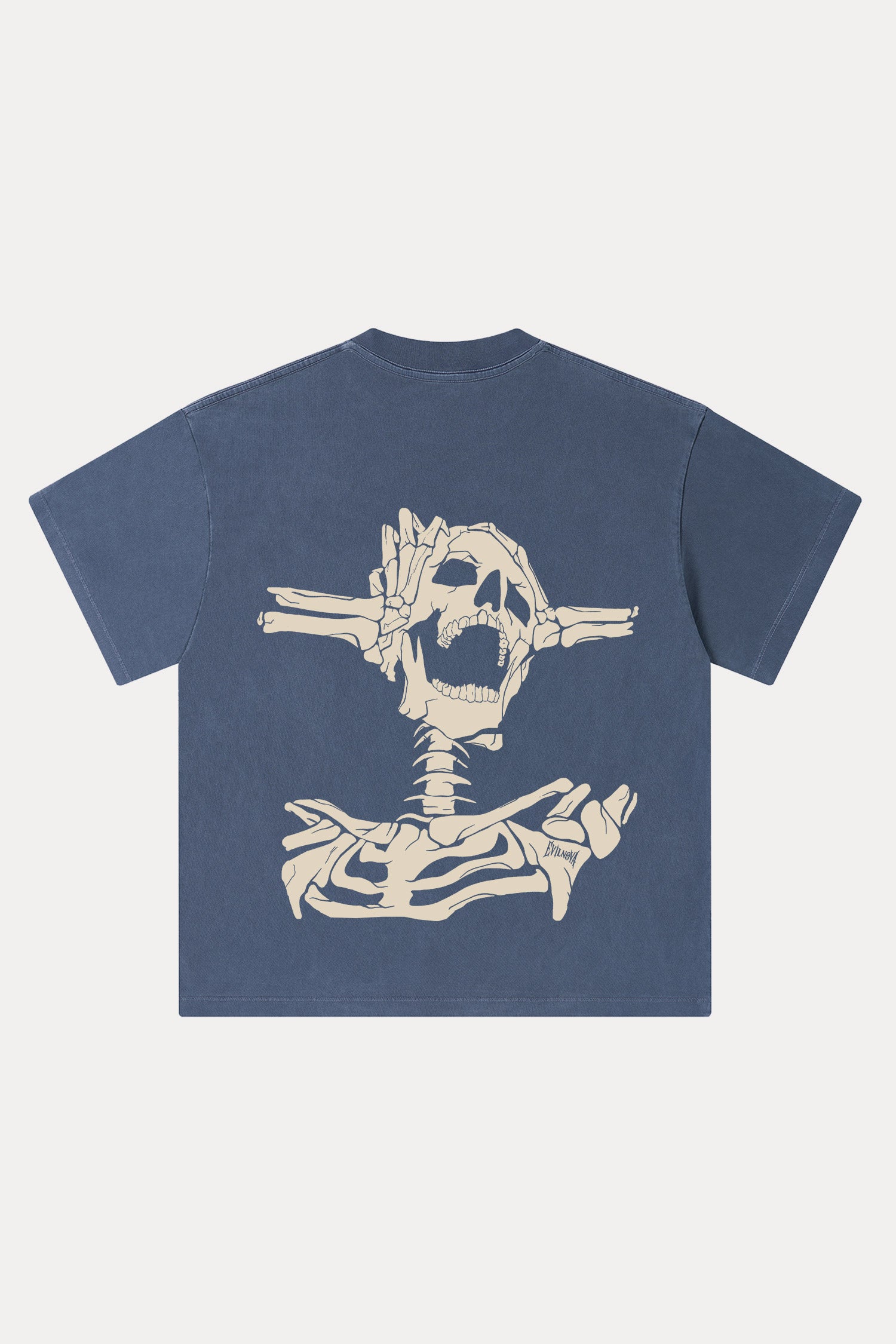 Evilnova Skeleton Washed Streetwear T-Shirt-Evilnova