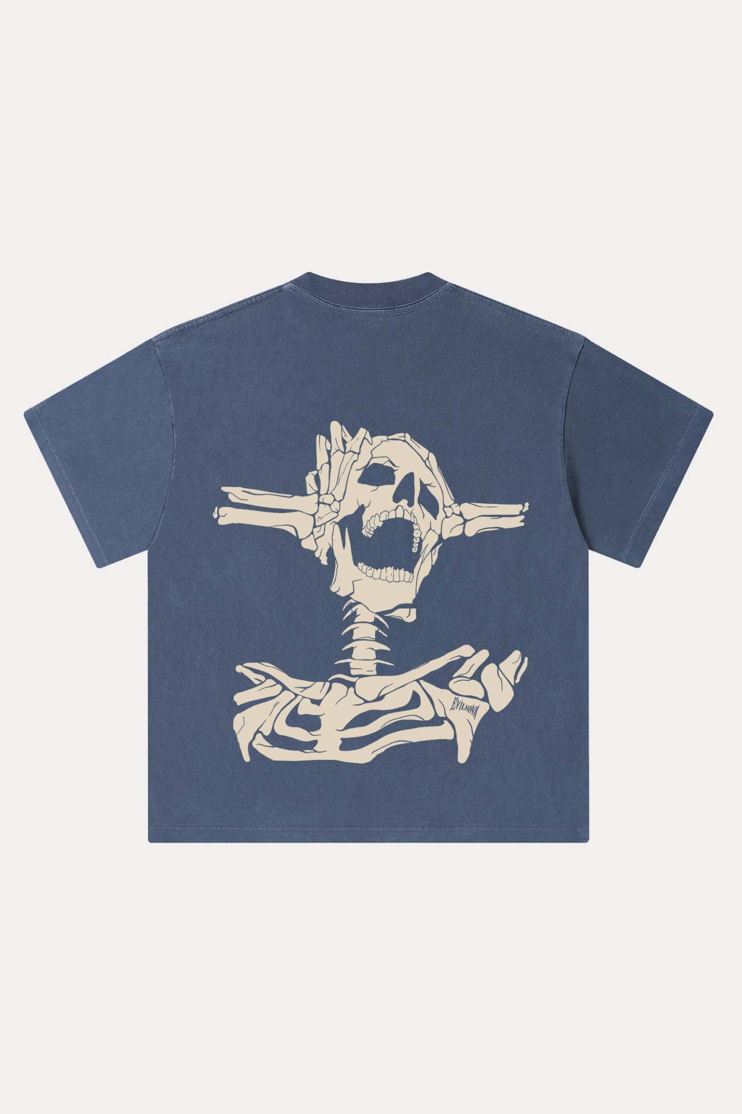 Evilnova Skeleton Washed Streetwear T-Shirt-Evilnova