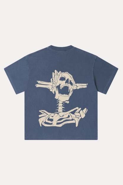 Evilnova Skeleton Washed Streetwear T-Shirt-Evilnova
