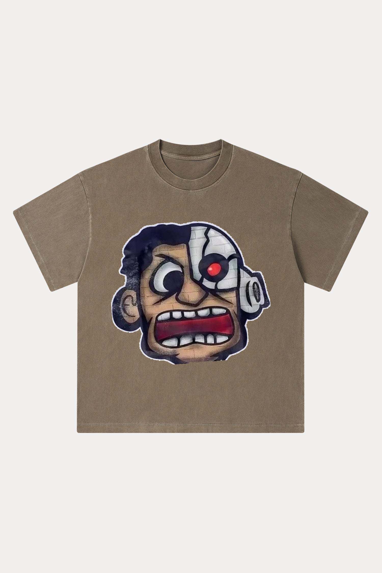 Evilnova Rage Cartoon Characters Washed Streetwear T-Shirt-Evilnova