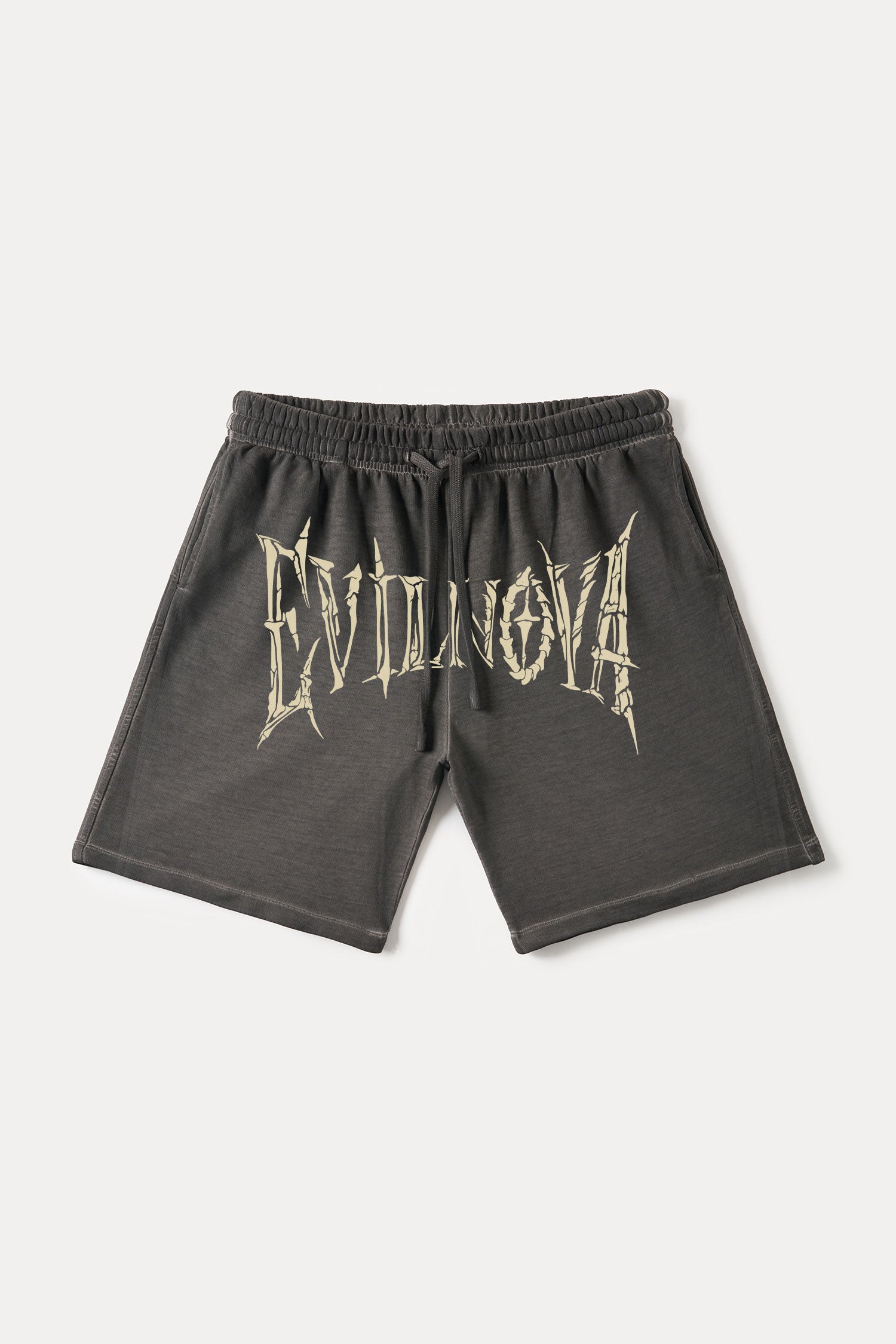 Evilnova Black Skeleton Gradient Washed Sweatshorts-Evilnova