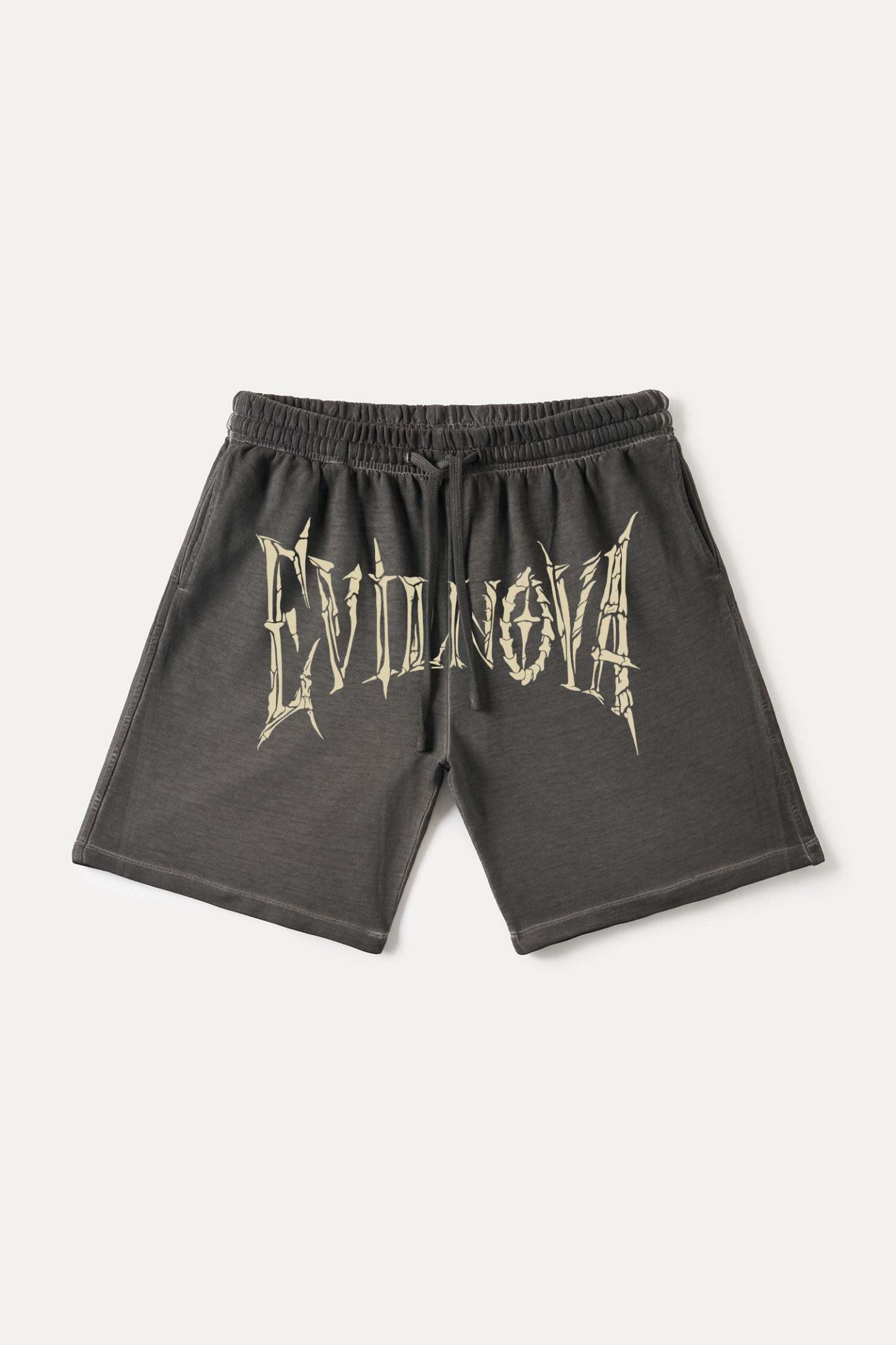 Evilnova Black Skeleton Gradient Washed Sweatshorts-Evilnova