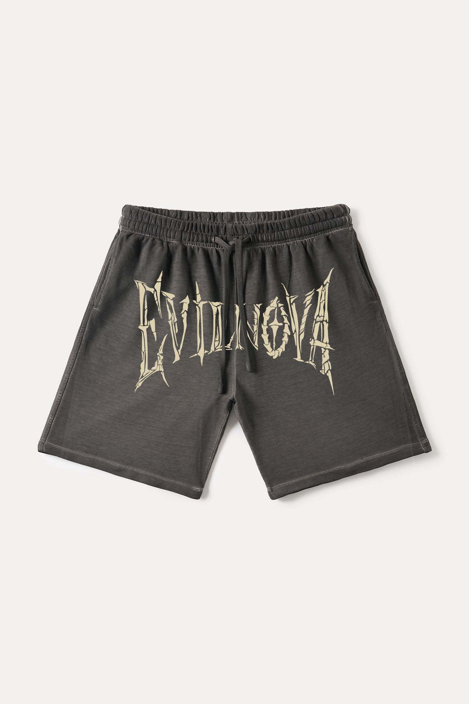 Evilnova Black Skeleton Gradient Washed Sweatshorts-Evilnova