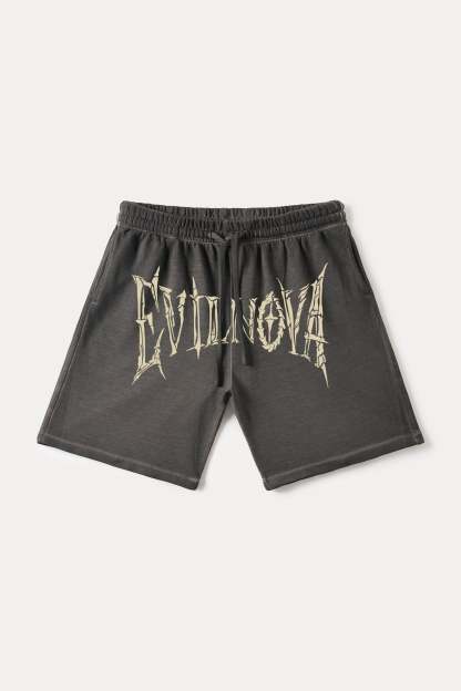 Evilnova Black Skeleton Gradient Washed Sweatshorts-Evilnova