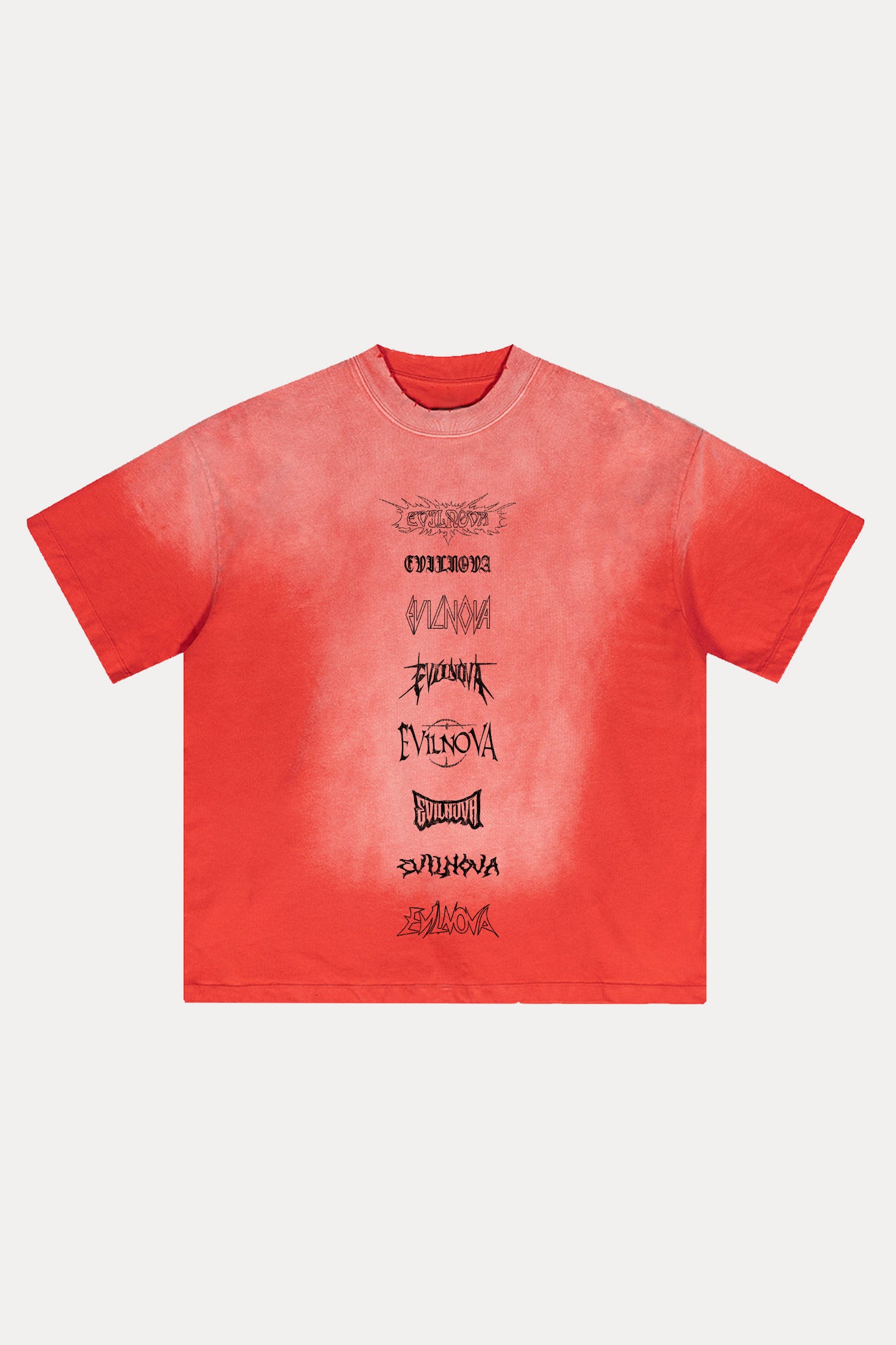 Evilnova Multi  Logo Distressed Washed T-Shirt-Evilnova