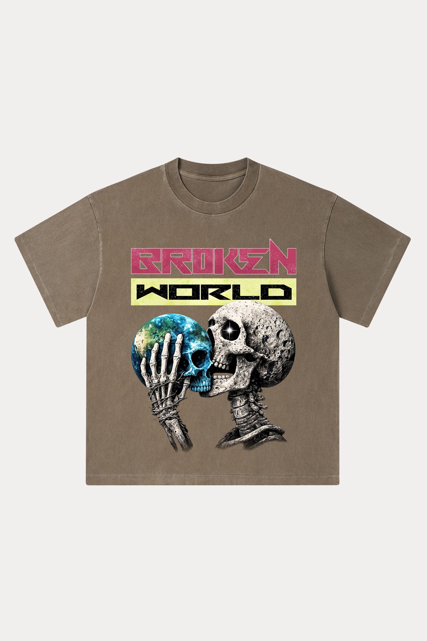 Evilnova Broken World Washed Streetwear T-Shirt-Evilnova