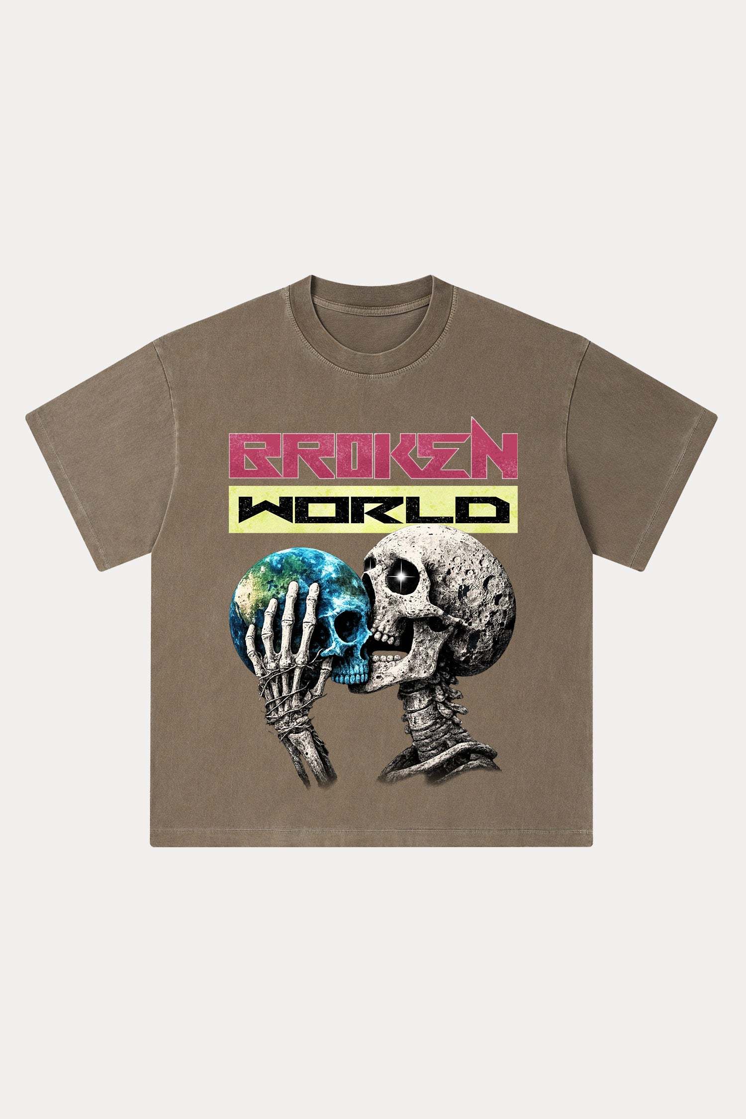 Evilnova Broken World Washed Streetwear T-Shirt-Evilnova