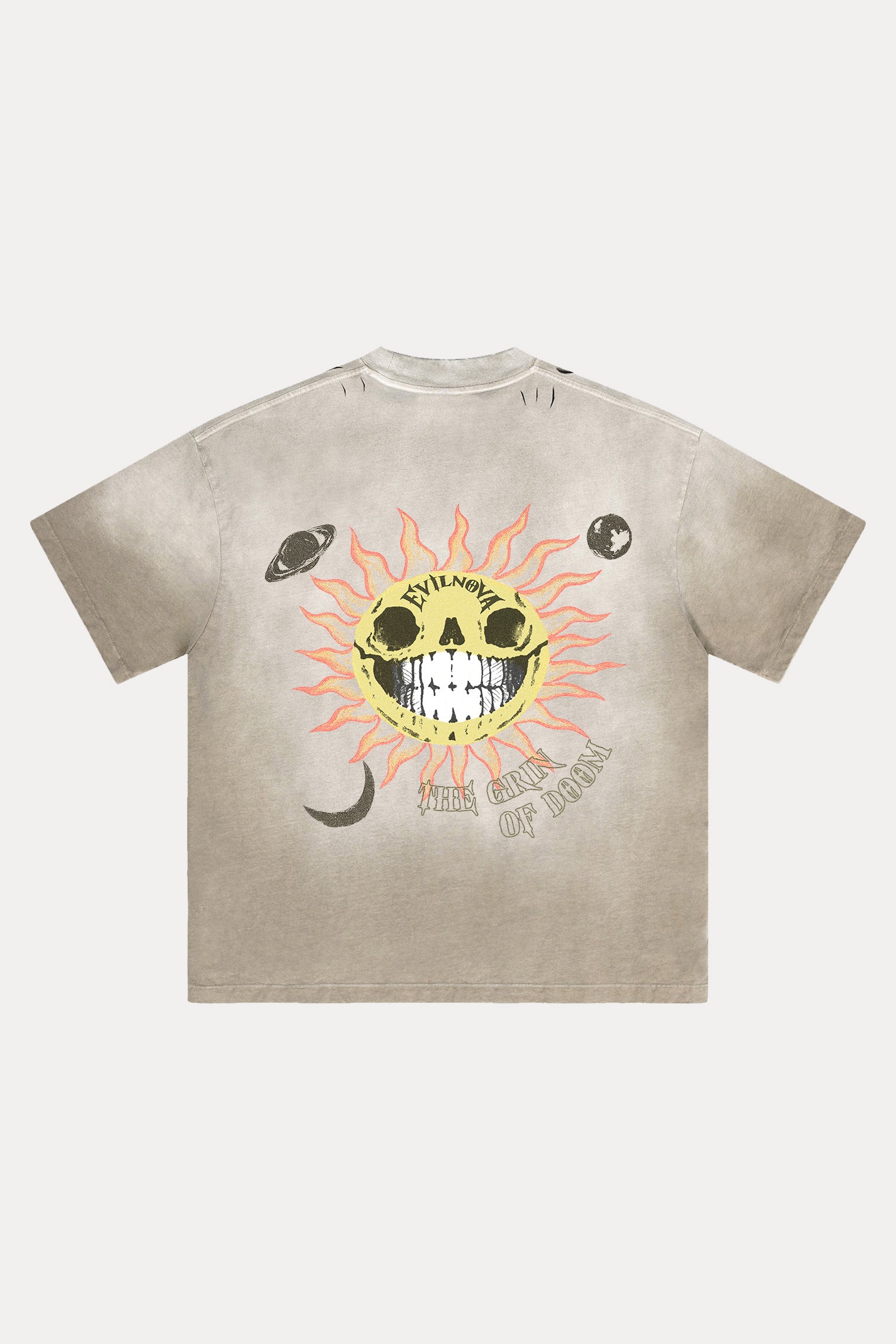 Evilnova The Grin of Doom Distressed Washed T-Shirt-Evilnova