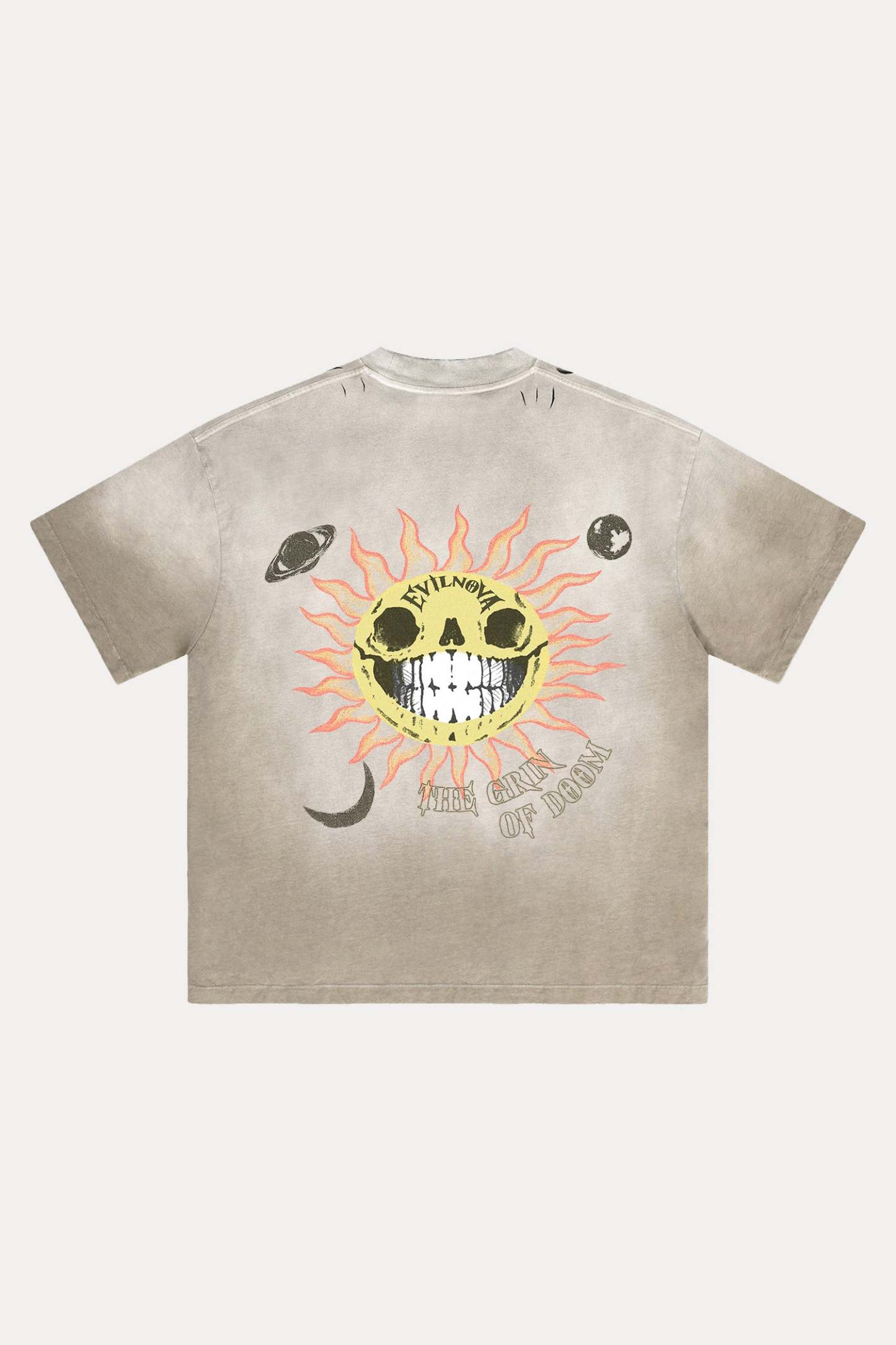 Evilnova The Grin of Doom Distressed Washed T-Shirt-Evilnova