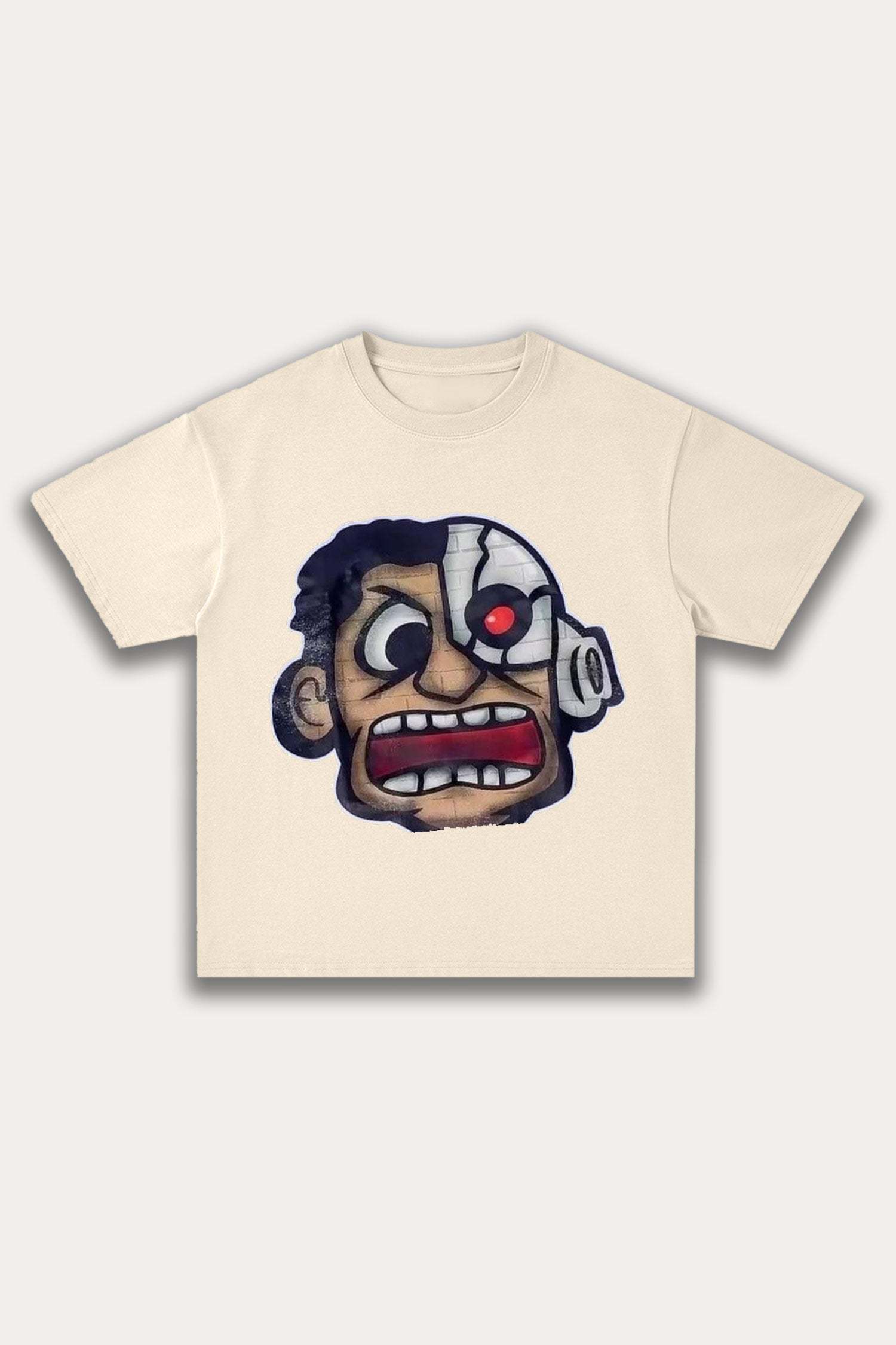 Evilnova Rage Cartoon Characters Cotton Oversize T-Shirt-Evilnova