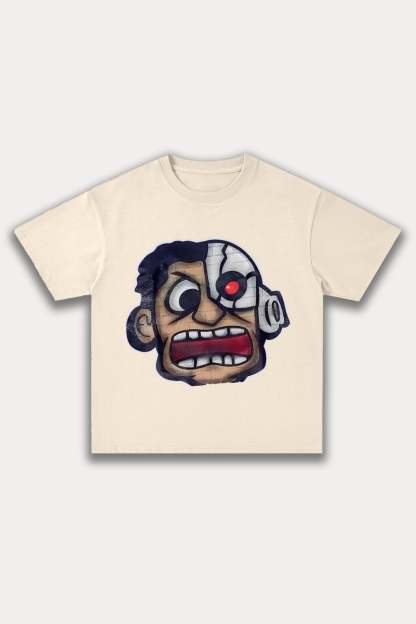 Evilnova Rage Cartoon Characters Cotton Oversize T-Shirt-Evilnova