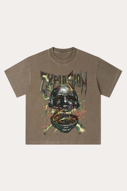 Evilnova Explosion Washed Streetwear T-Shirt-Evilnova
