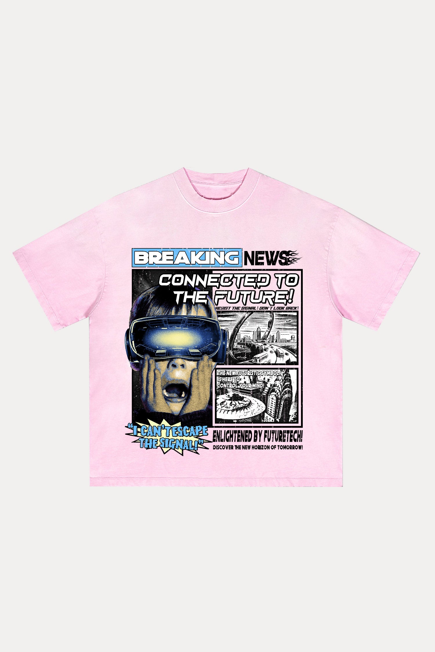 Evilnova Breaking News Distressed Washed T-Shirt-Evilnova