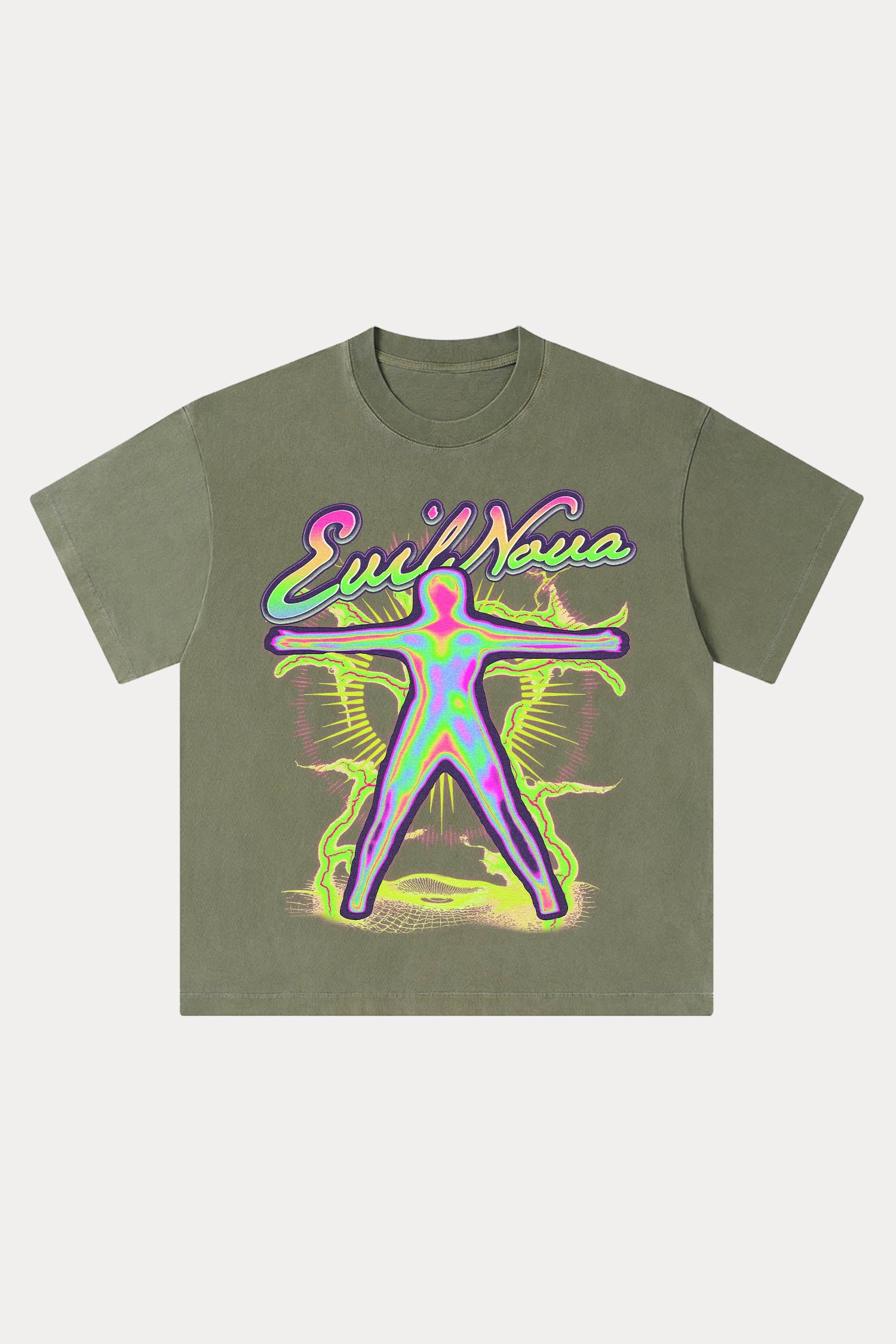 Evilnova Energy Figure Washed Streetwear T-Shirt-Evilnova