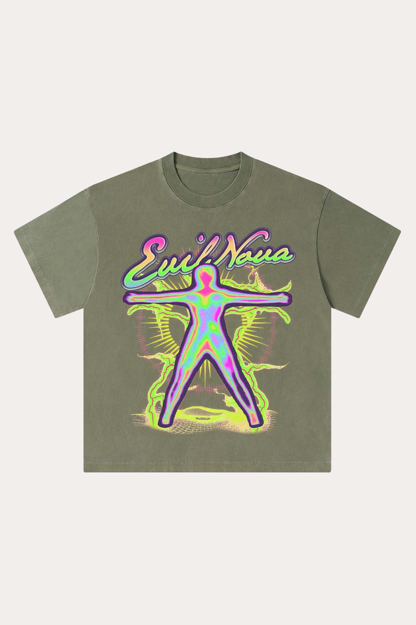 Evilnova Energy Figure Washed Streetwear T-Shirt-Evilnova