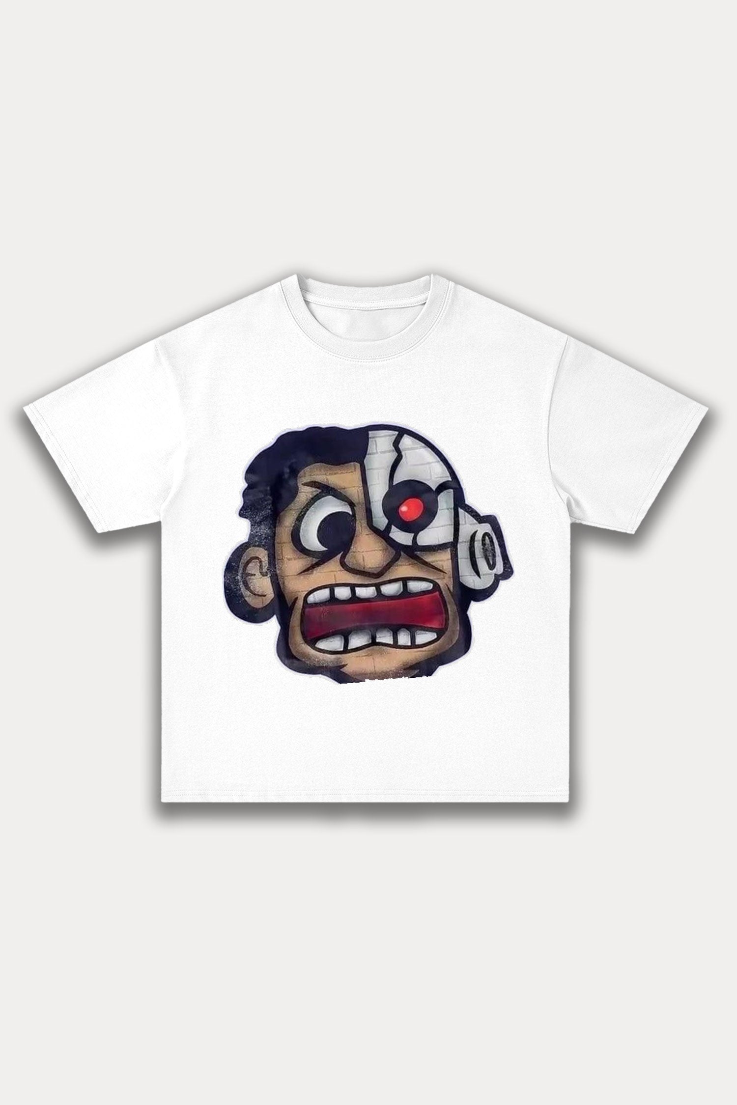 Evilnova Rage Cartoon Characters Cotton Oversize T-Shirt-Evilnova