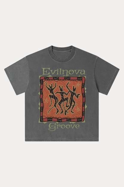 Evilnova Groove Washed Streetwear T-Shirt-Evilnova