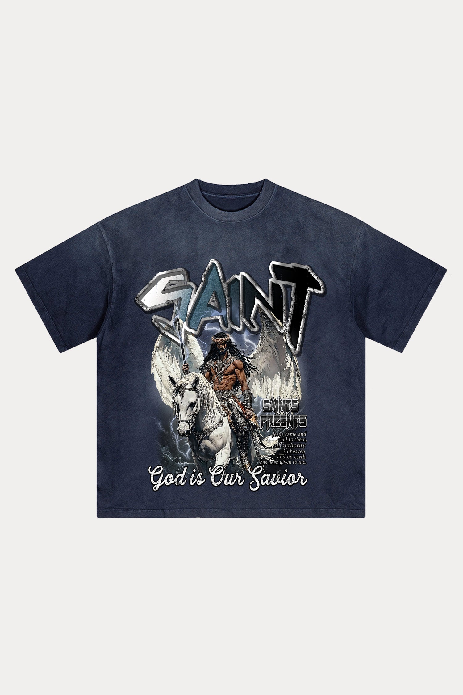 Evilnova Saint Distressed Washed T-Shirt-Evilnova