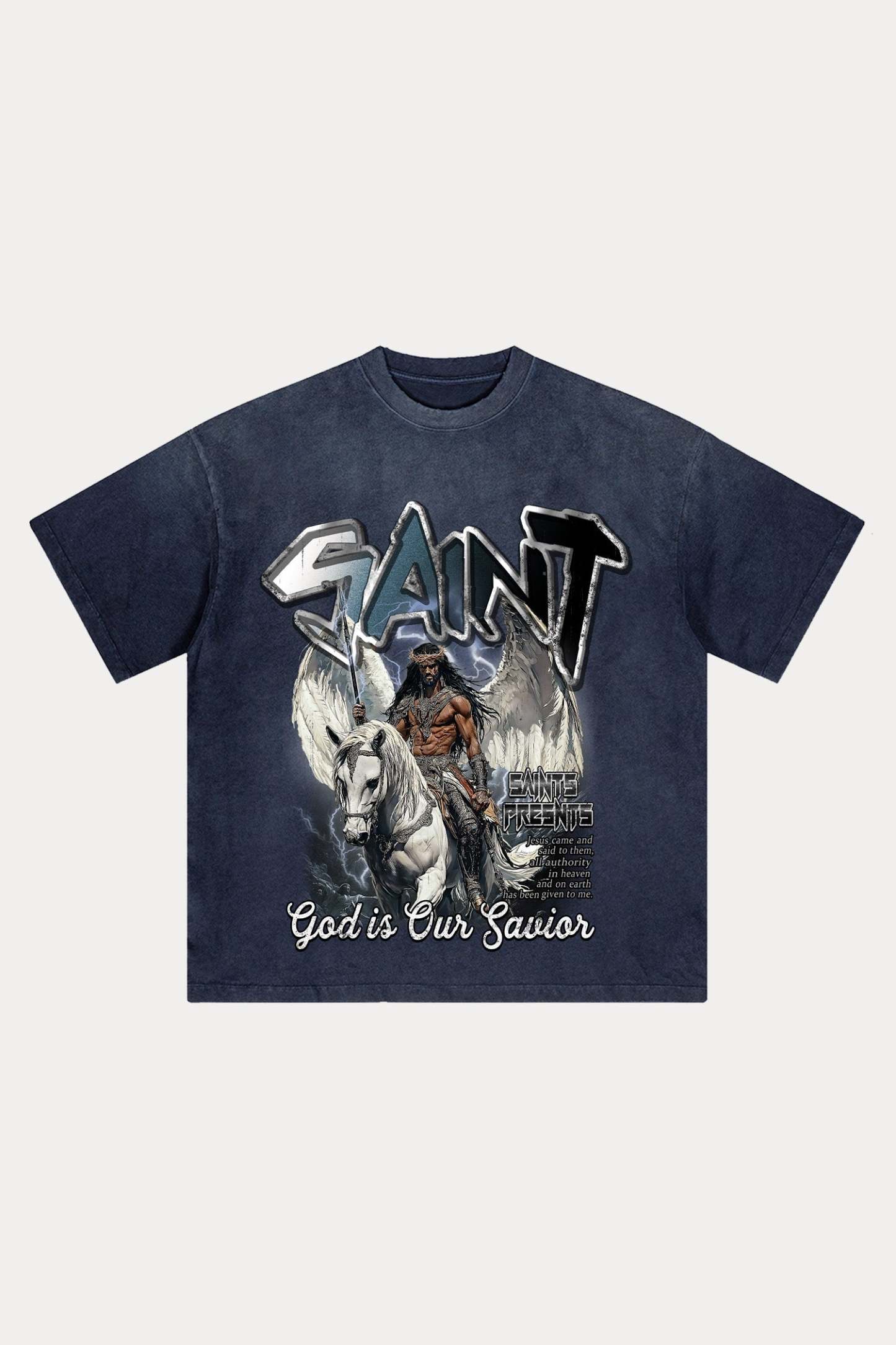 Evilnova Saint Distressed Washed T-Shirt-Evilnova