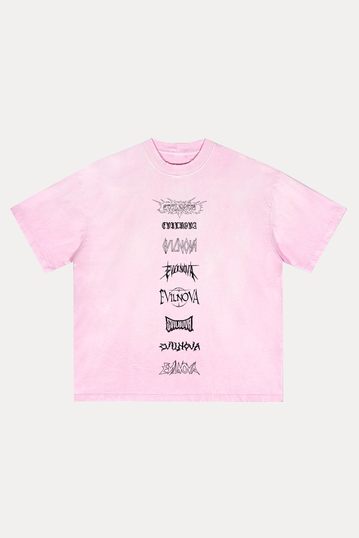 Evilnova Multi  Logo Distressed Washed T-Shirt-Evilnova