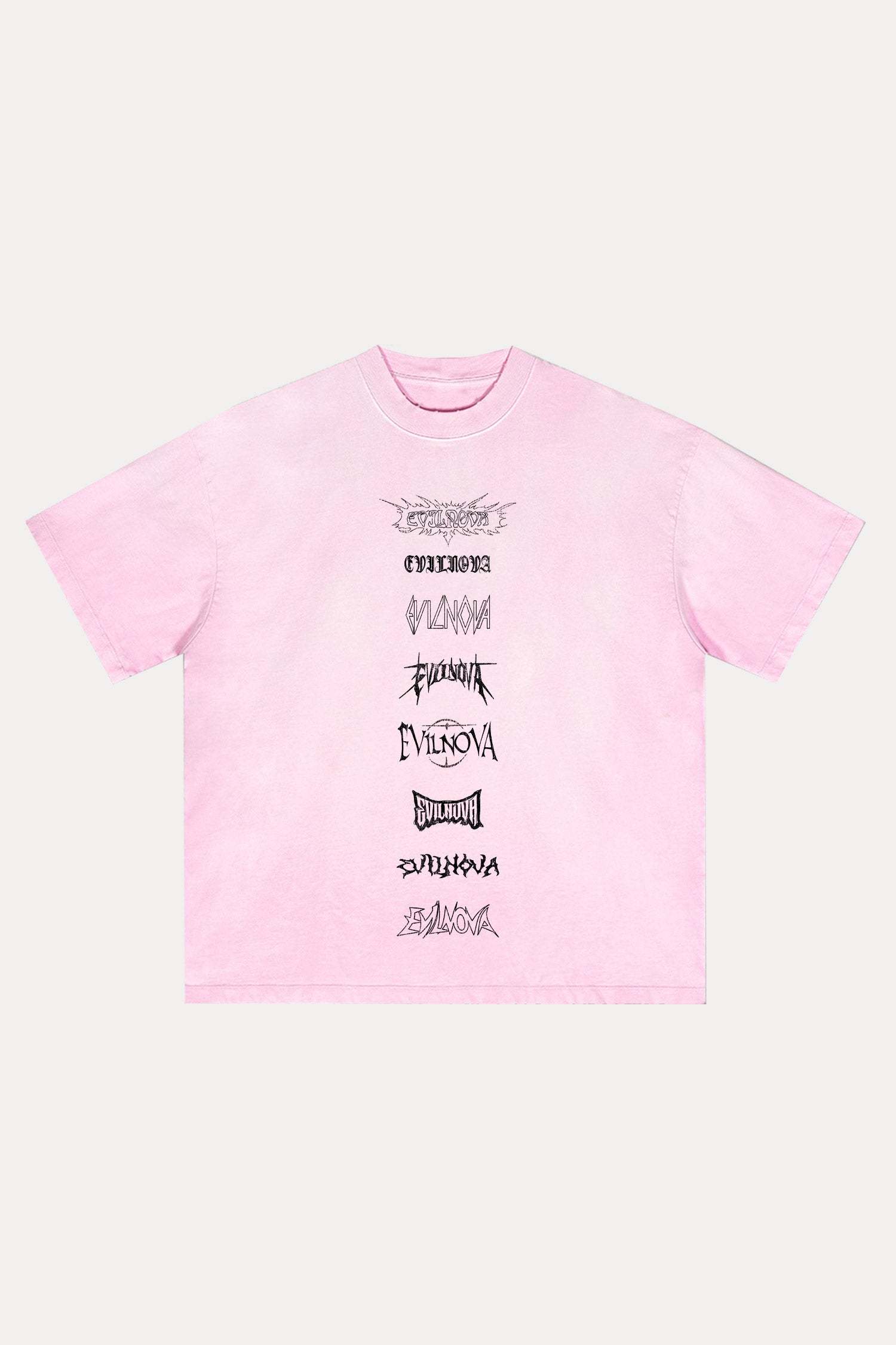 Evilnova Multi  Logo Distressed Washed T-Shirt-Evilnova