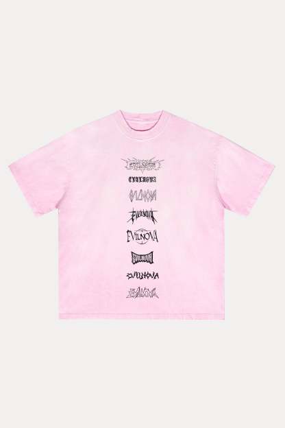 Evilnova Multi  Logo Distressed Washed T-Shirt-Evilnova