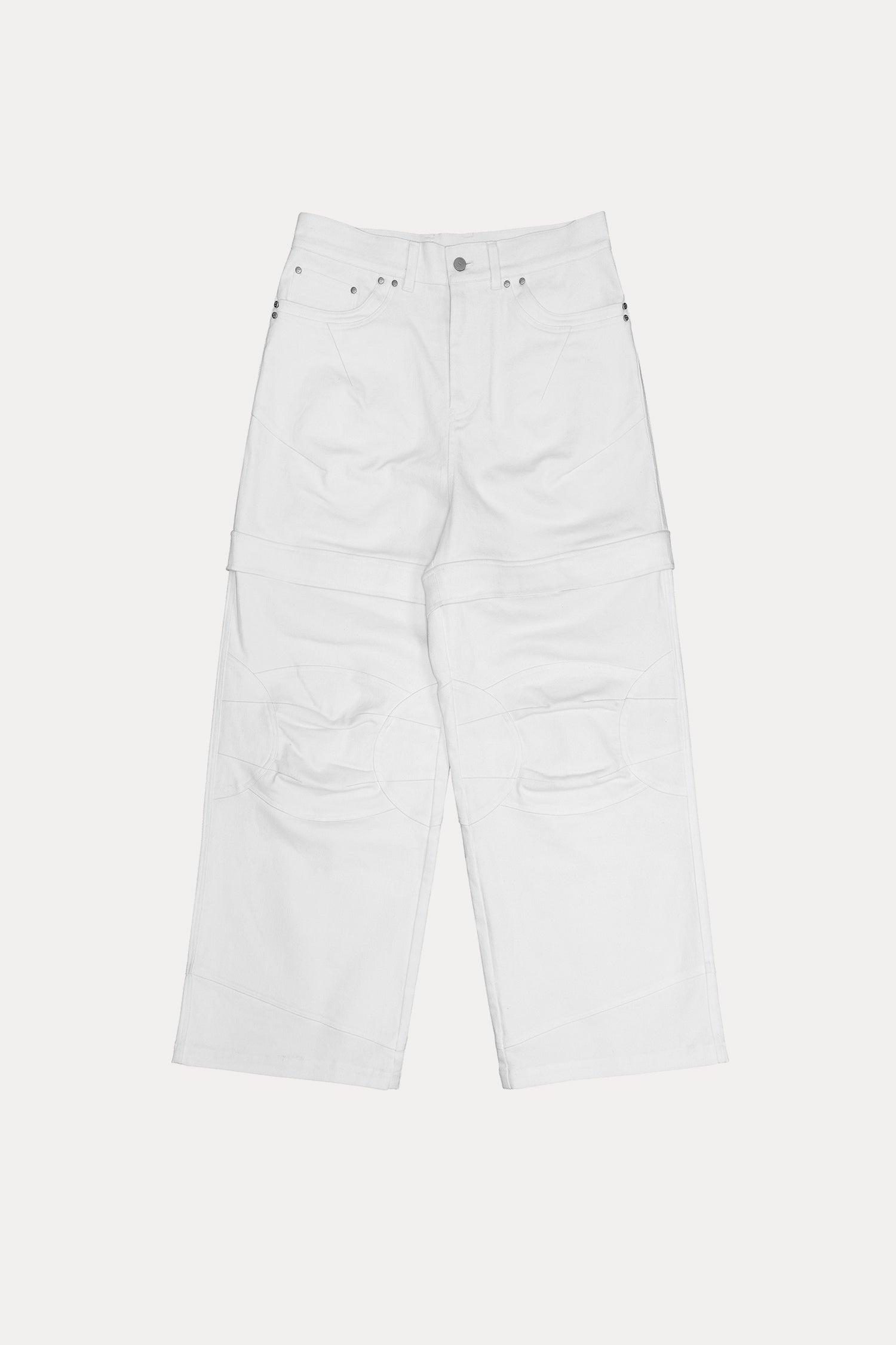 Evilnova White Paneled Baggy Cargo Pants-Evilnova