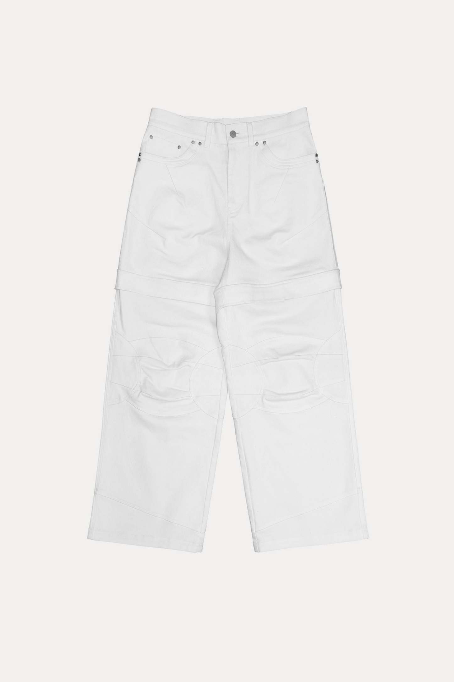 Evilnova White Paneled Baggy Cargo Pants-Evilnova