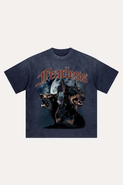 Evilnova Fearless Distressed Washed T-Shirt-Evilnova