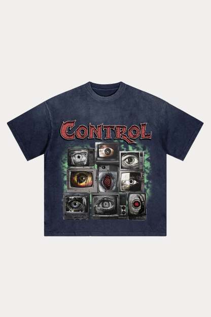 Evilnova Control Distressed Washed T-Shirt-Evilnova