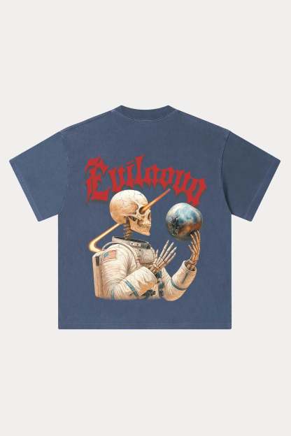 Evilnova Cosmic Explorer Washed Streetwear T-Shirt-Evilnova
