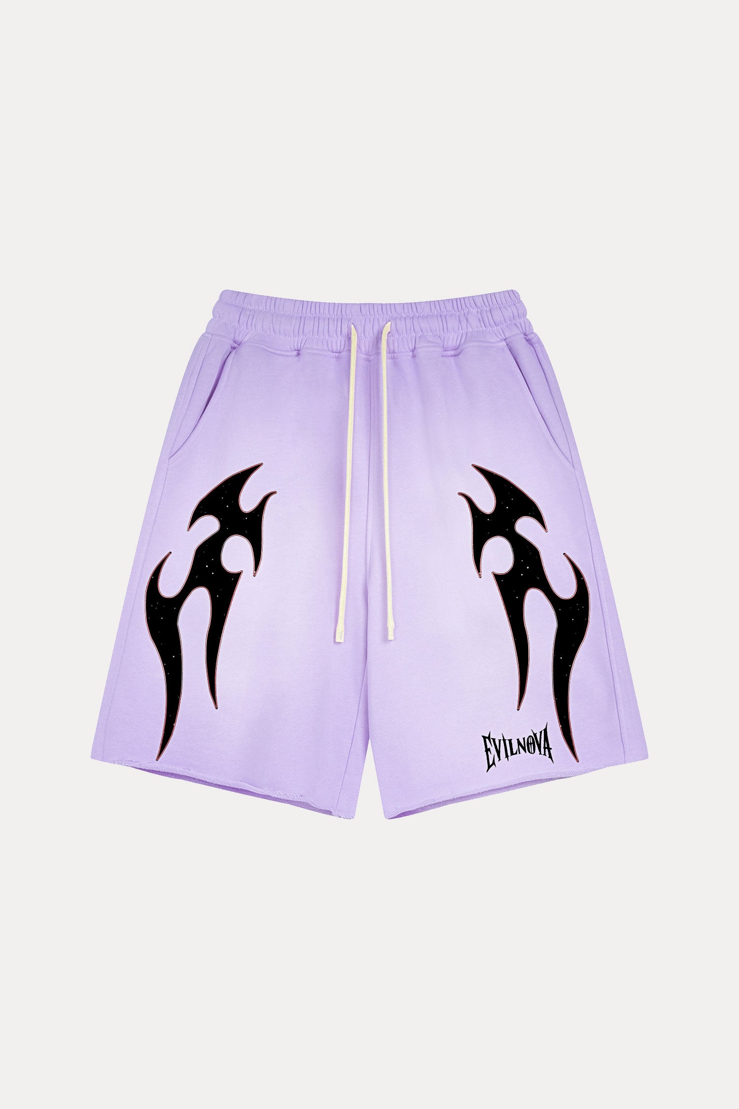 Evilnova Purple Flame Washed Raw-Hem Sweatshorts-Evilnova