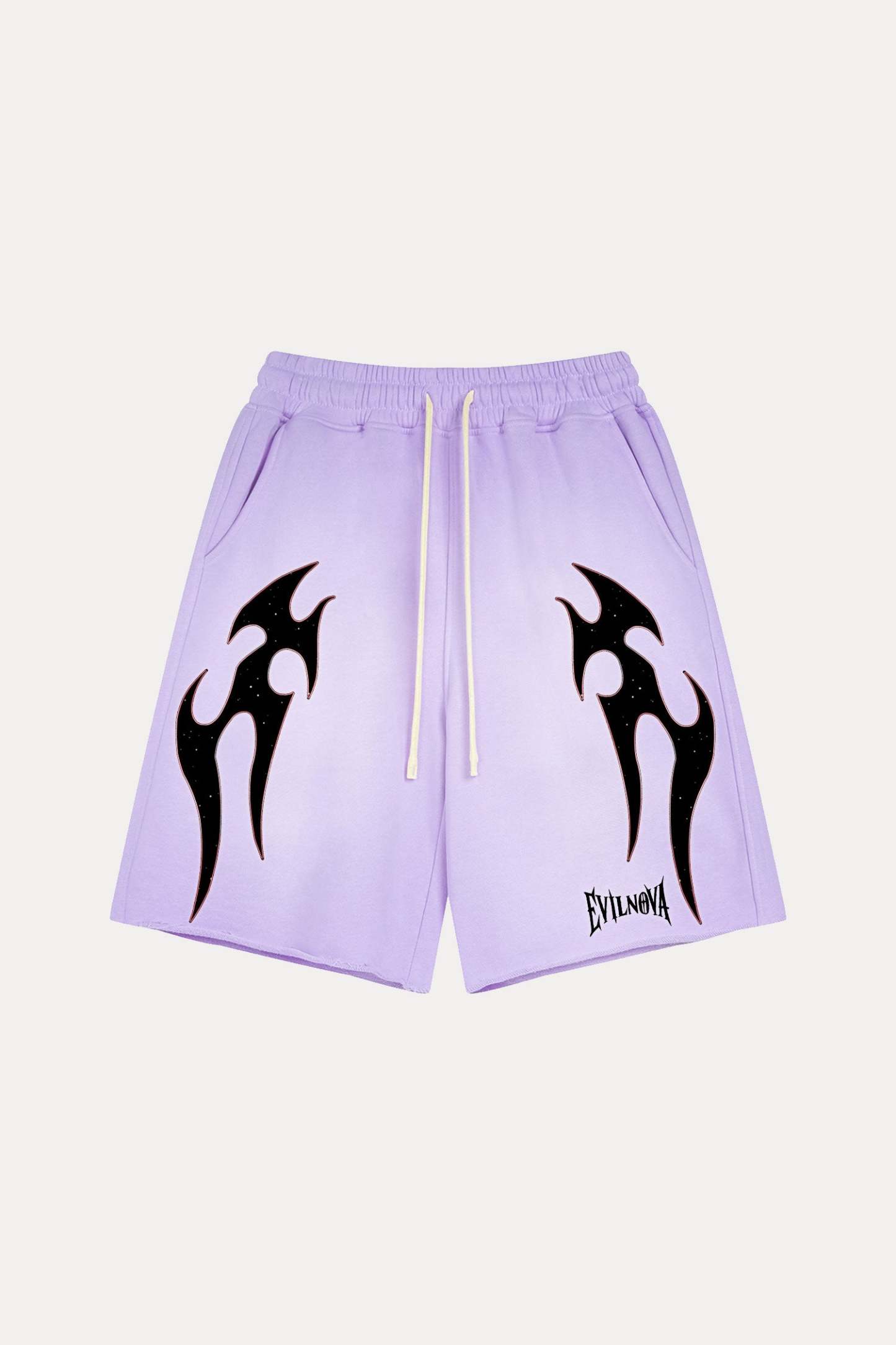 Evilnova Purple Flame Washed Raw-Hem Sweatshorts-Evilnova