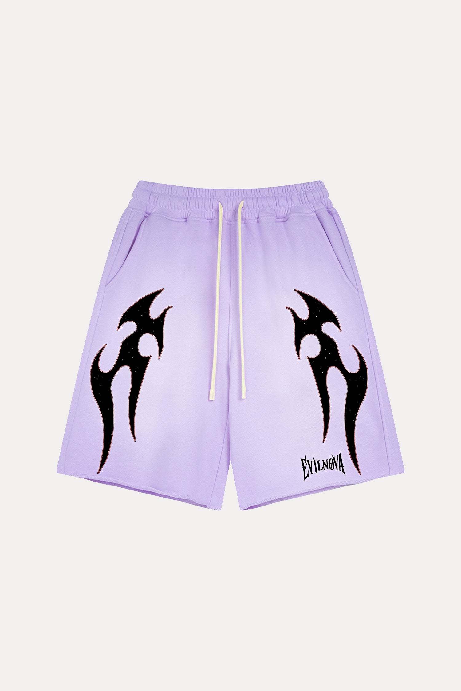 Evilnova Purple Flame Washed Raw-Hem Sweatshorts-Evilnova
