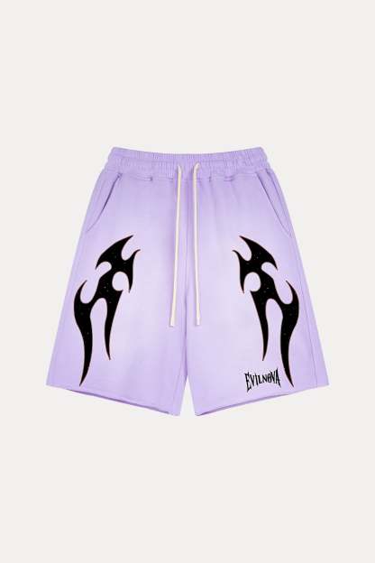 Evilnova Purple Flame Washed Raw-Hem Sweatshorts-Evilnova