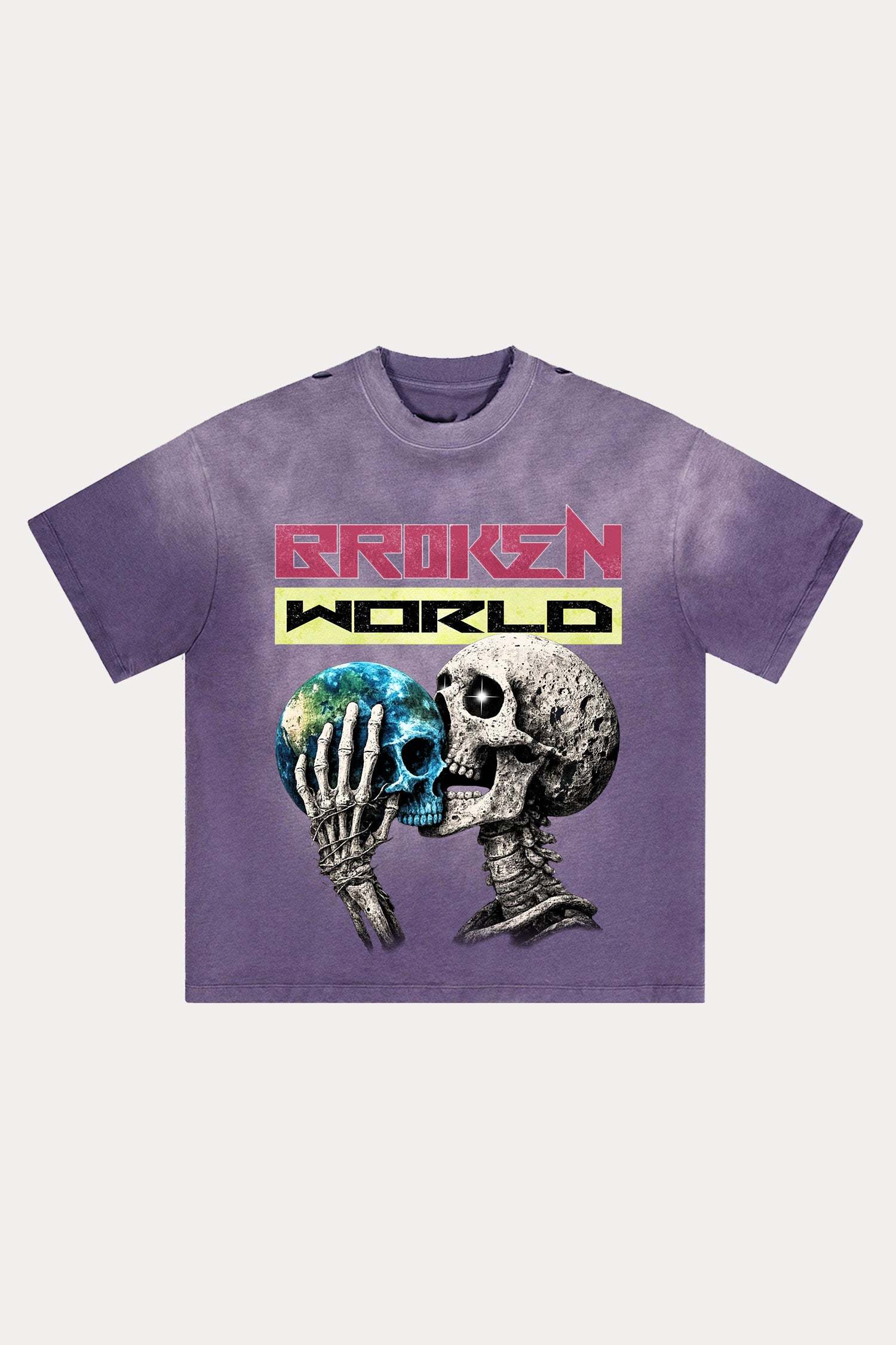 Evilnova Broken World Distressed Washed T-Shirt-Evilnova