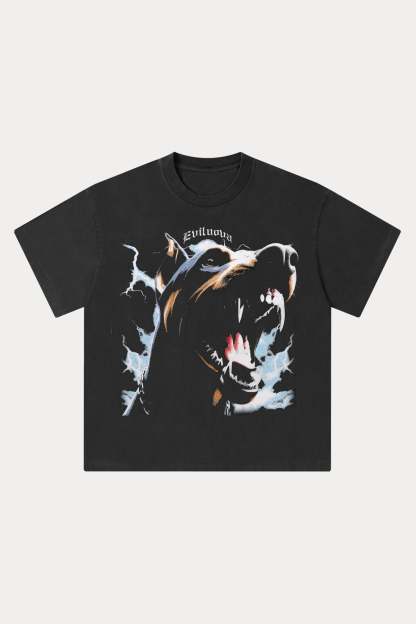 Evilnova Roar Washed Streetwear T-Shirt-Evilnova