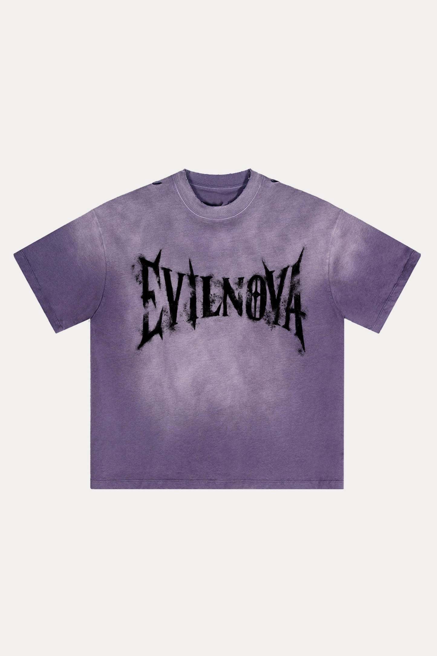 Evilnova Faded Logo Distressed Washed T-Shirt-Evilnova
