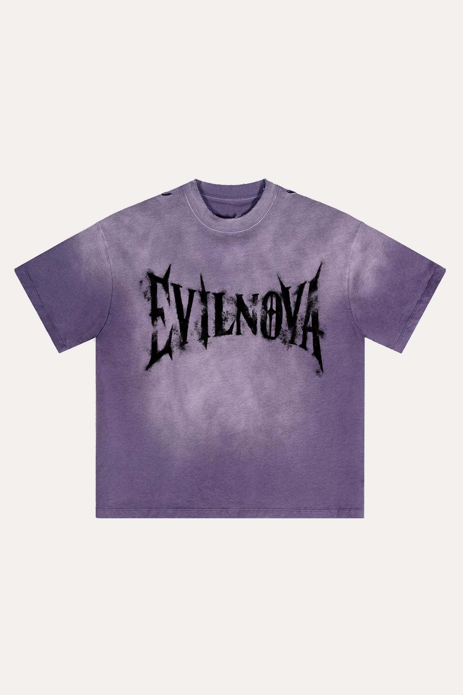 Evilnova Faded Logo Distressed Washed T-Shirt-Evilnova