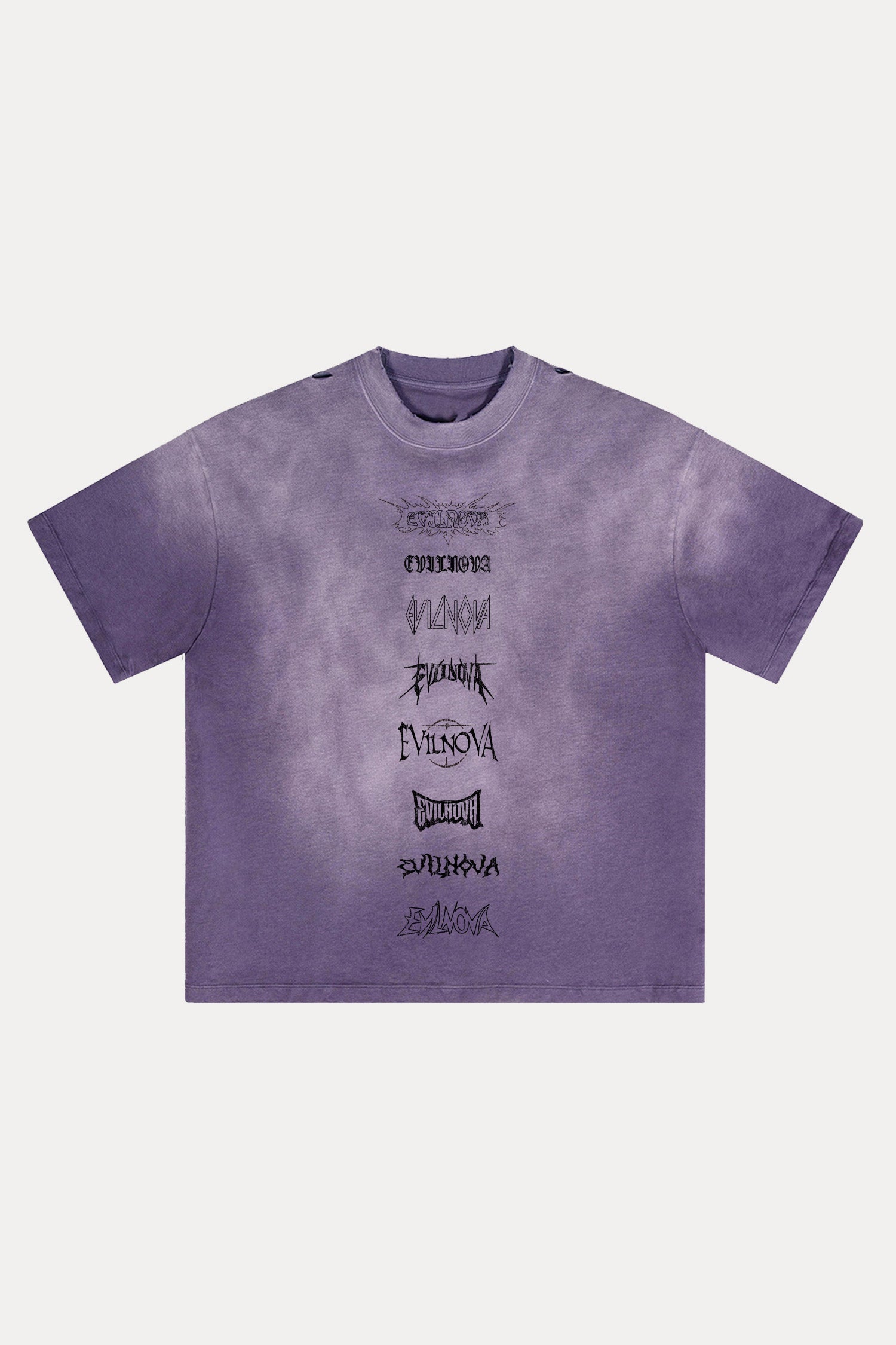 Evilnova Multi  Logo Distressed Washed T-Shirt-Evilnova