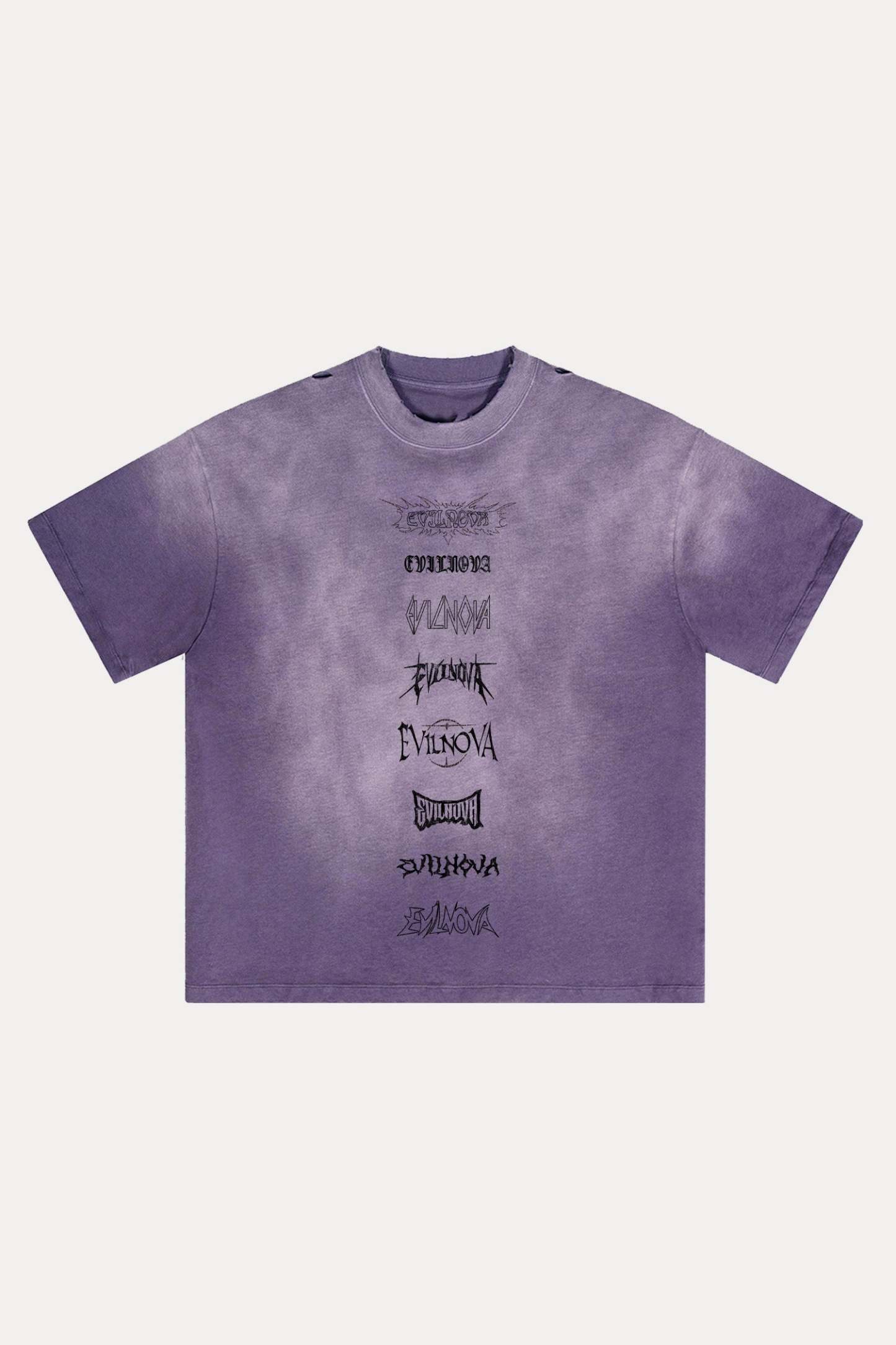 Evilnova Multi  Logo Distressed Washed T-Shirt-Evilnova