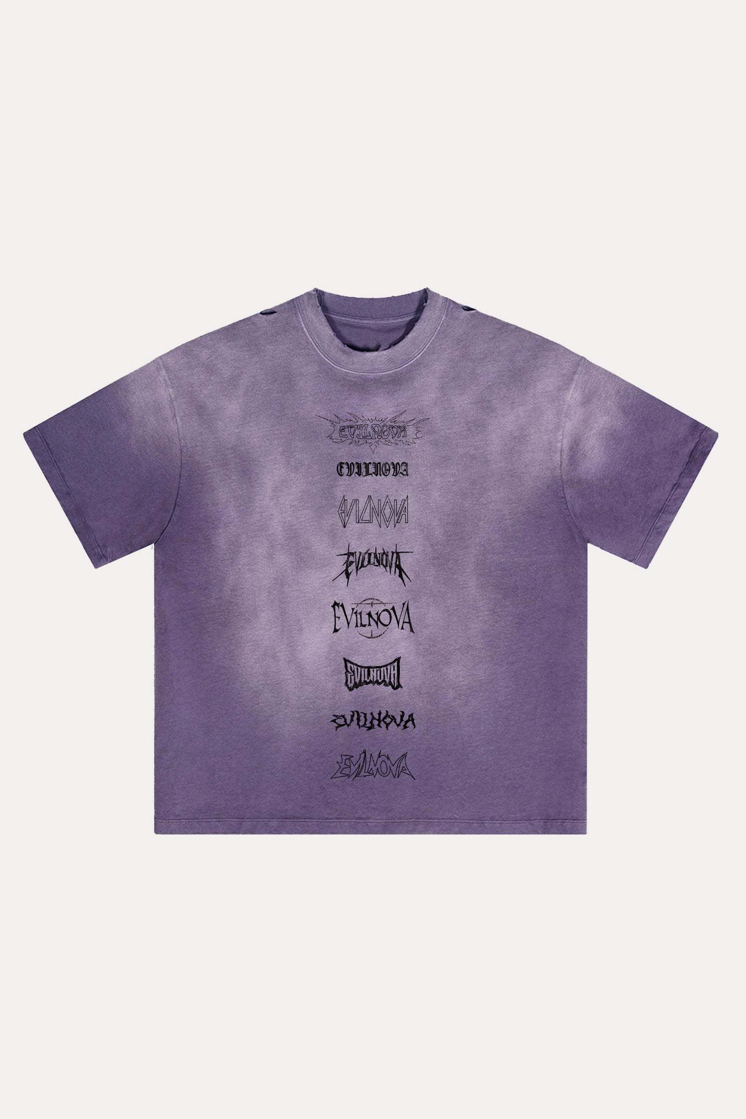 Evilnova Multi  Logo Distressed Washed T-Shirt-Evilnova