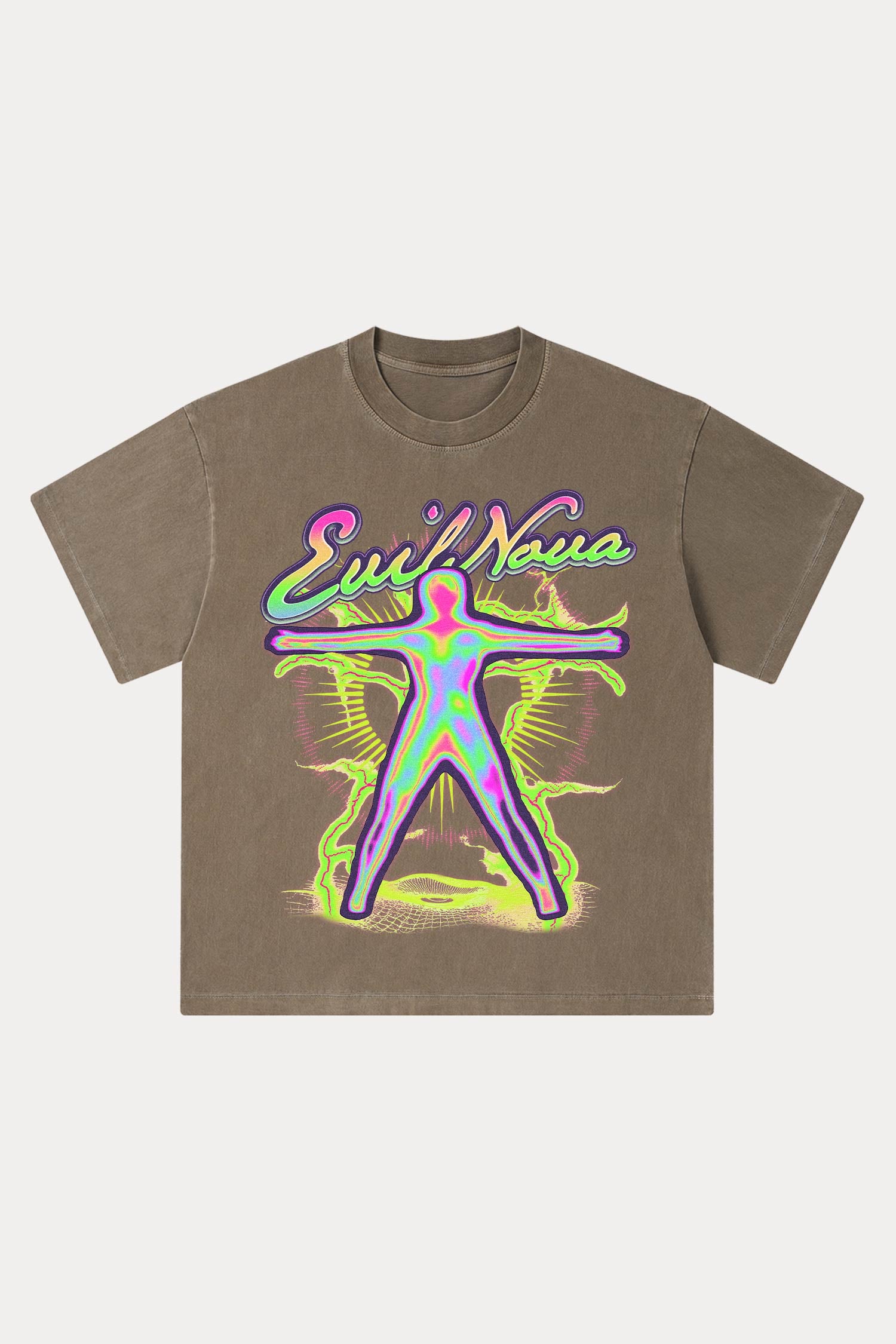 Evilnova Energy Figure Washed Streetwear T-Shirt-Evilnova