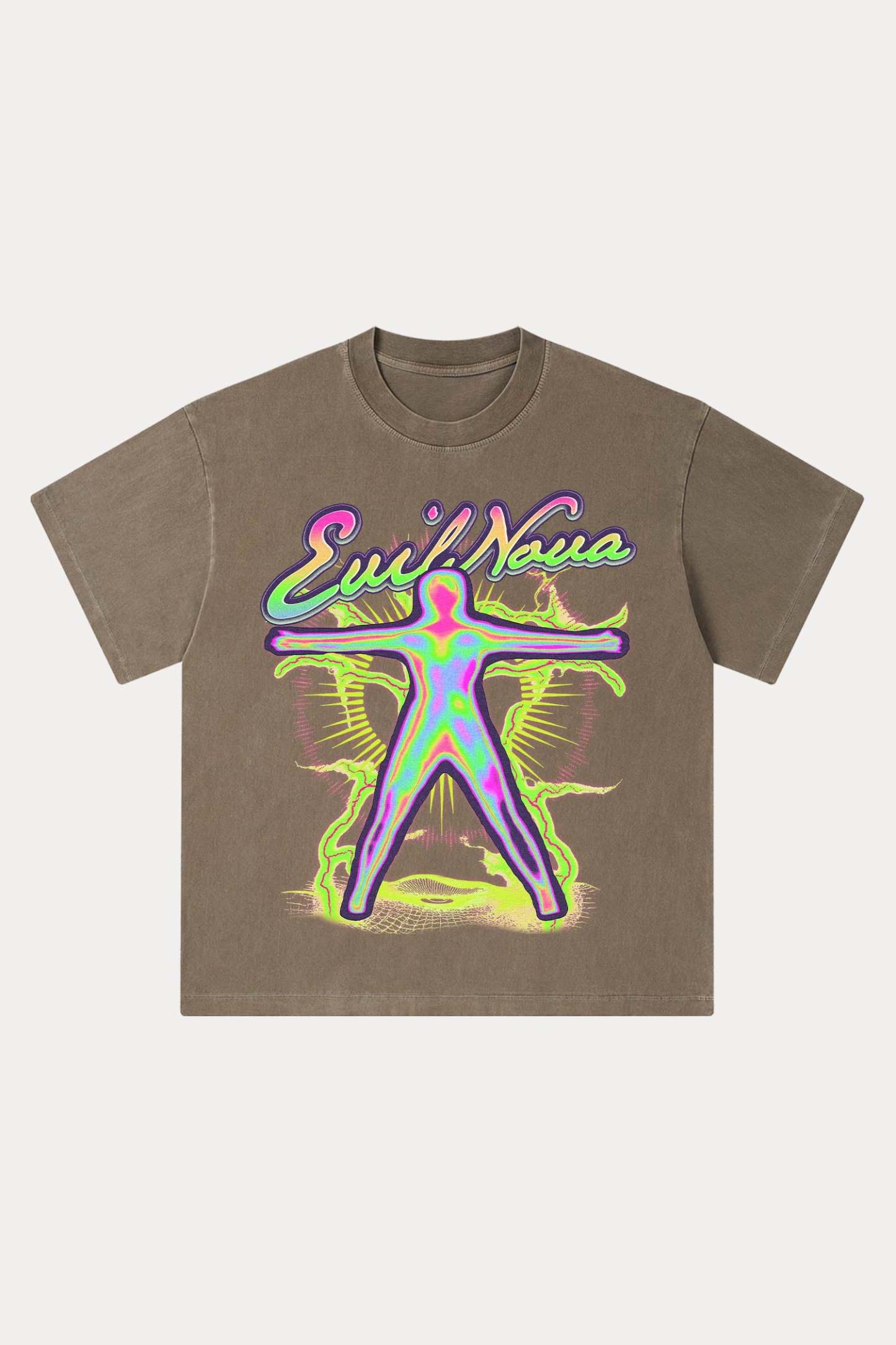 Evilnova Energy Figure Washed Streetwear T-Shirt-Evilnova